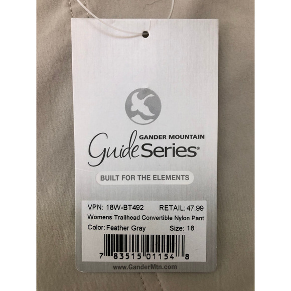 Guide Series Women's Trailhead Convertible Nylon Pants, Feather Gray/ Tan, Sz 18 - Picture 3 of 9
